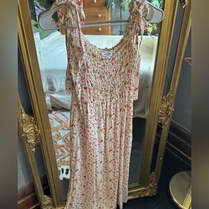 MONTE Floral Smocked Sundress Tie Shoulder Midi Dress Women's Size M